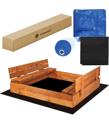 Smilšu kaste ar soliņiem, brezentu un flīsu Springos SB120SET 120x120 cm