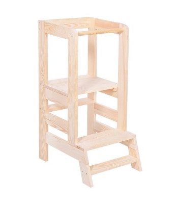 Virtuves palīgplatforma bērniem Springos, Natural, KCH01, 39 x 52 x 90 cm