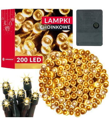 Ziemassvētku lampiņu virtene, silti balta, Springos CL0204, 200 LED, 15,5 m