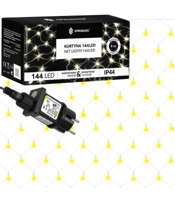 Ziemassvētku lampiņu aizkars, 144 LED, Springos CL4110, 2 x 2 m