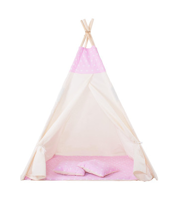 Tipi telts rozā ar zvaigznēm, Springos TIP12
