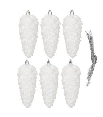 Ziemassvētku eglītes rotājumi – čiekuri, Springos CA1170, 6 gab., 14 cm