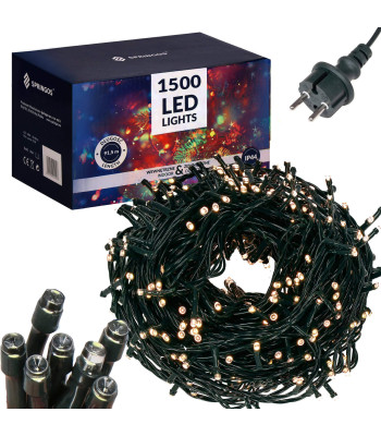 Ziemassvētku lampiņas Springos, silti balta gaisma, 1500 mikro LED, 90m, IP44, CL1500
