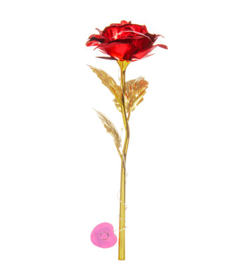 Mākslīgā roze, LED gaismas dekors, sarkans zieds, Springos HA5158, 25 cm