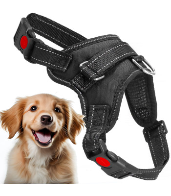 Regulējama bezspiediena suņa krūšu siksna, melna, Springos PA0304, M, 19–35 kg