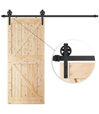 Bīdāmo durvju sistēma, barn door, ar sliedi un furnitūru līdz 100 kg, matēti melna — Springos HA5007, 183 cm