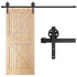 Bīdāmo durvju sistēma, barn door, ar sliedi un furnitūru līdz 100 kg, matēti melna — Springos HA5007, 183 cm