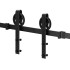 Bīdāmo durvju sistēma, barn door, ar sliedi un furnitūru līdz 100 kg, matēti melna — Springos HA5007, 183 cm