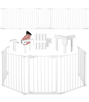 Aizsargbarjera ar spiediena stiprinājumu, 5 paneļi, balta, Springos SG0016, 318 cm