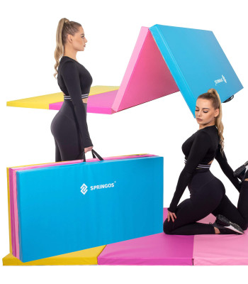 Salokāms daudzkrāsains vingrošanas paklājs, 240 cm, Springos FA0064
