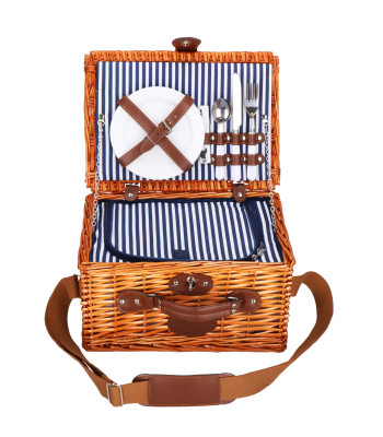 Termiskais piknika grozs ar aprīkojumu, pīts, brūns — 2 personām, 37x27x20 cm