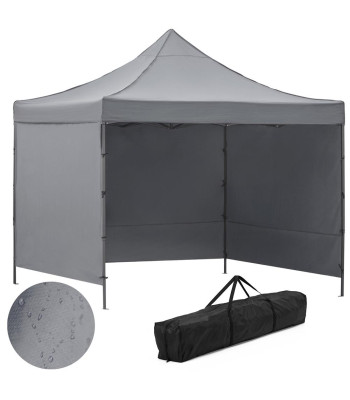 Saliekamā dārza nojume ar sānu sienu, pelēka, Springos GP0003, 3 × 3 m