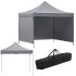 Saliekamā dārza nojume ar sānu sienu, pelēka, Springos GP0003, 3 × 3 m