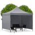 Saliekamā dārza nojume ar sānu sienu, pelēka, Springos GP0003, 3 × 3 m