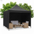 Saliekamā dārza nojume ar sānu sienām, melna — Springos GP0011, 3 × 3 m