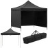 Saliekamā dārza nojume ar sānu sienām, melna — Springos GP0011, 3 × 3 m