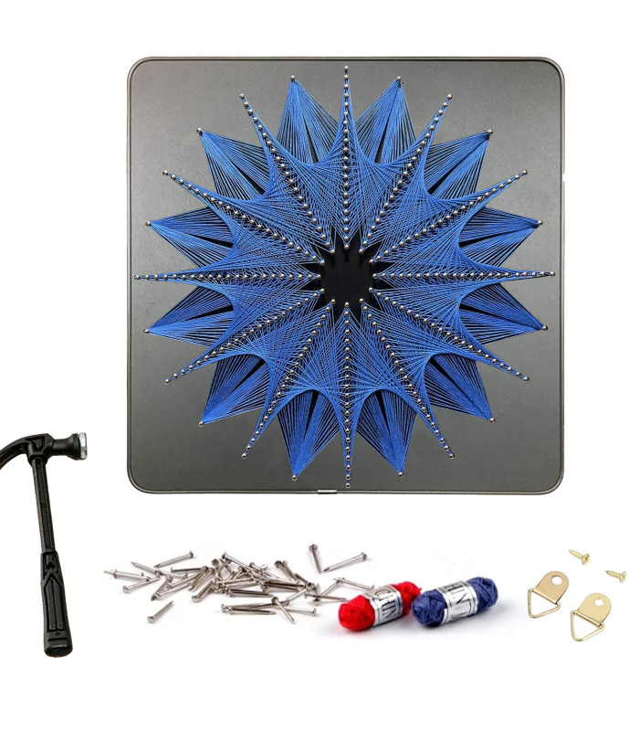 Radošais komplekts ar diegu attēlu 40 × 40 cm ar rāmi, aplis, String Art