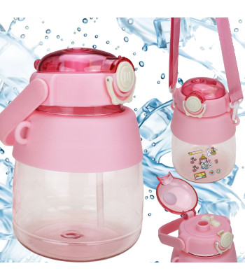 Bērnu ūdens pudele–bidons ar salmiņu un siksniņu, 1 L