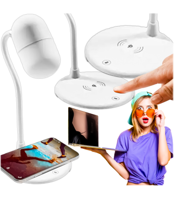 3in1 LED galda lampa ar bezvadu QI lādētāju un Bluetooth skaļruni