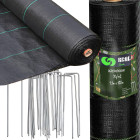 Nezāļu apkarošanas plēve ar 15 mietiņiem, 1,1 m x 100 m, 70 g/m², melna