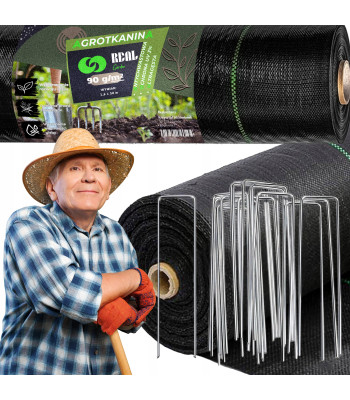 Dārza audums 90 g 1,6x50m Melns UV dārza audums + Enkuri