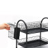 Divu līmeņu metāla trauku žāvētājs ar notecinātāju, melns