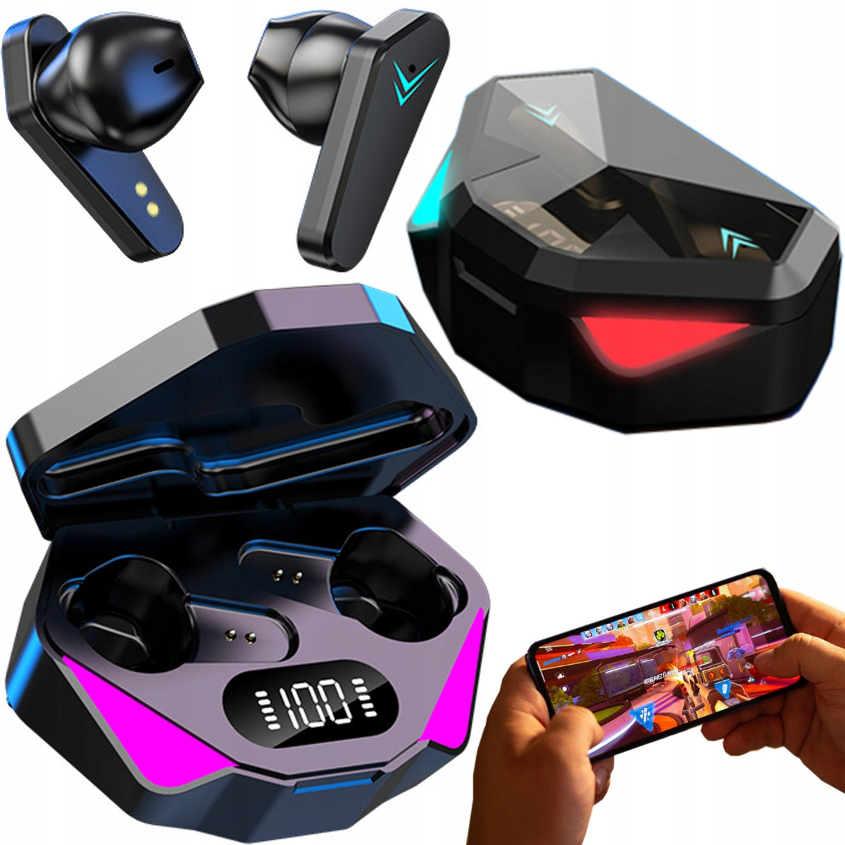 Bezvadu spēļu sporta Bluetooth austiņas TWS 5.3 X15