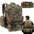 Taktiskā militārā mugursoma 50L ar papildu nodalījumiem 4in1 zaļā maskēšanās