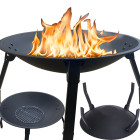 Dārza ugunskura bļoda grilam katlam tērauda melna liela 55 cm