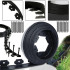 Elastīgas zāliena apmales 60 mm ar 30 enkurus - 20 metrus melnā krāsā