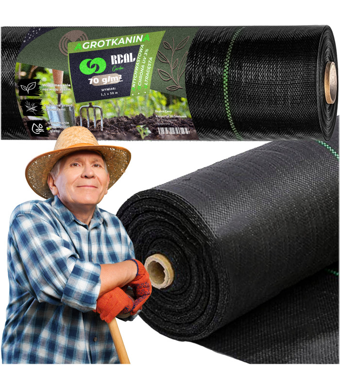 Nezāļu apkarošanas plēve, 1,1 m x 50 m, 70 g/m², melna
