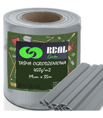 Žoga lente ar 20 klipšiem, 0,19 x 35 m (450g/m²), gaiši pelēka