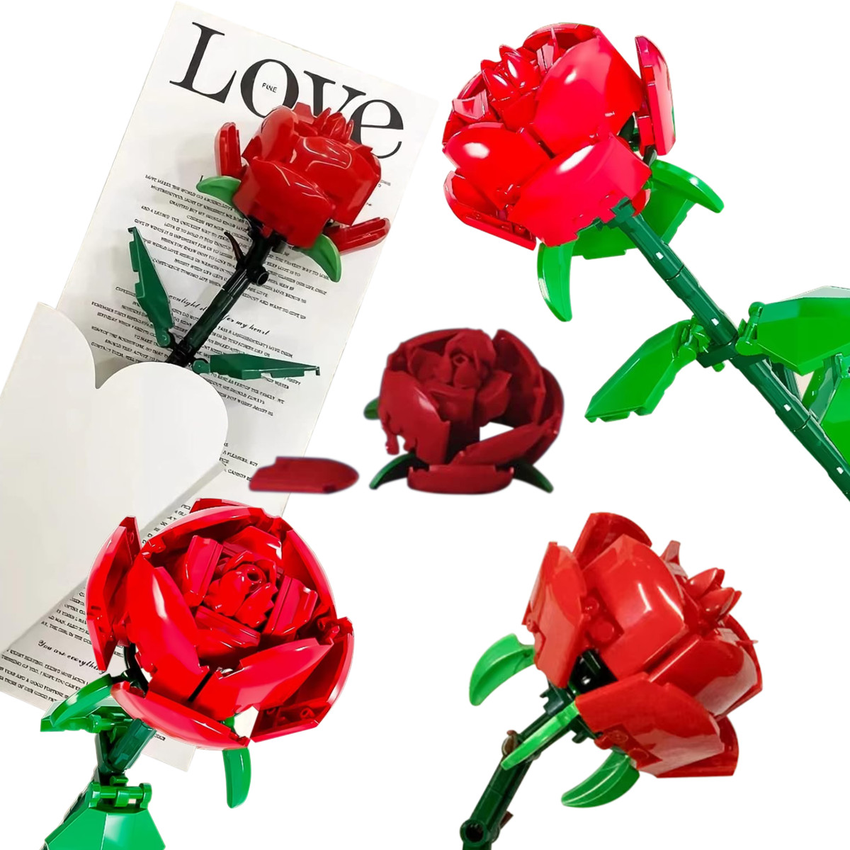 Konstruktīvo klucīšu sarkanā roze