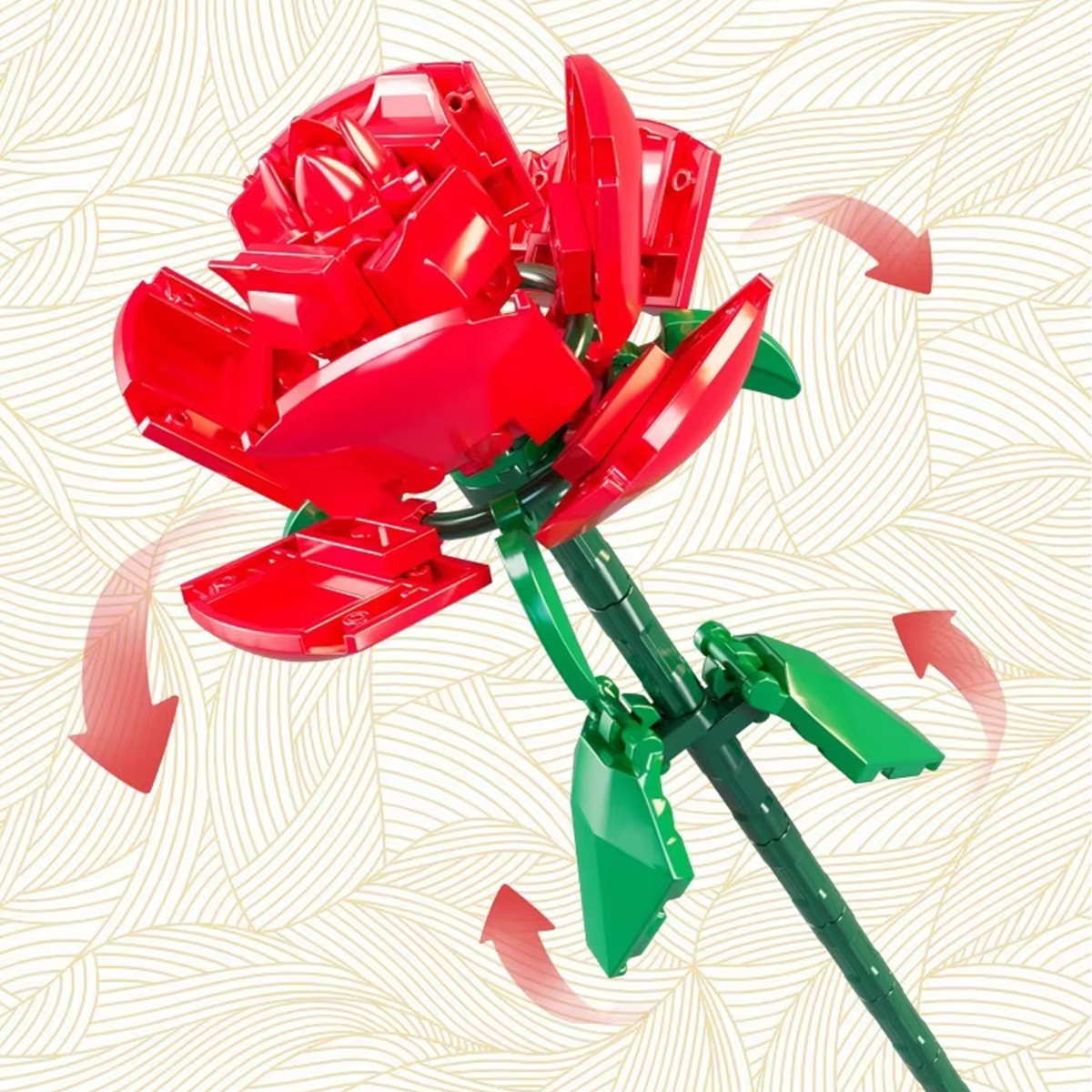 Konstruktīvo klucīšu sarkanā roze