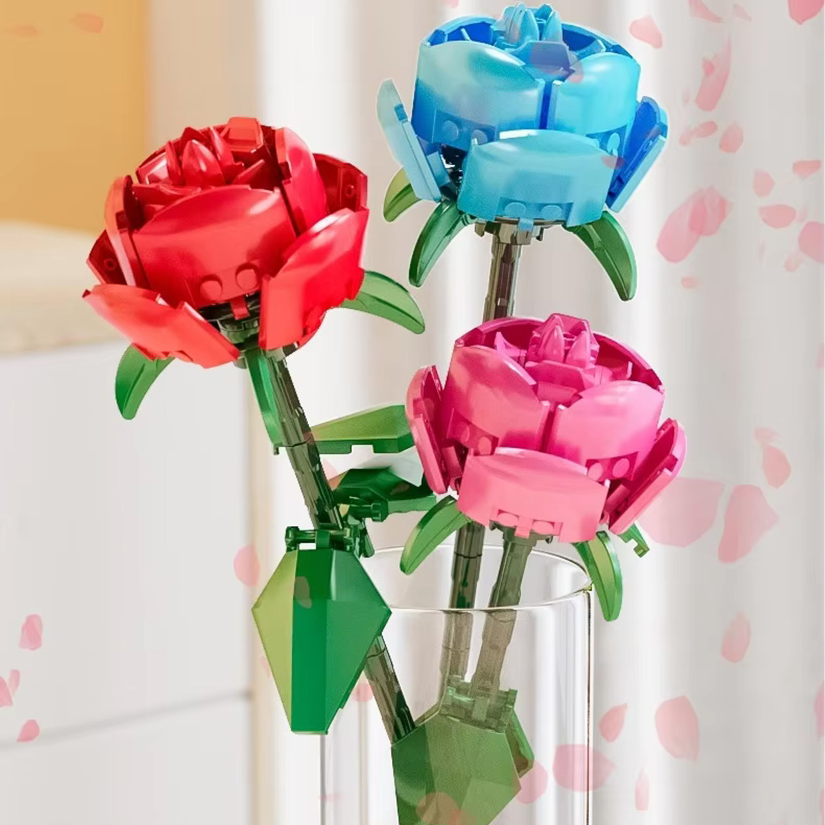 Konstruktīvo klucīšu sarkanā roze