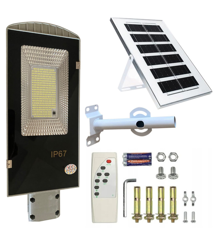 Solarā dārza laterna spēcīga 100W panelis ielu 129LED