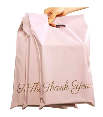 Luksusa kurjera aploksnes pakām ar rokturi - Thank You, 310x420mm, rozā