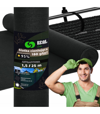 Žoga pārsegs - tīkls no saules un vēja 95%, 1,5x25 m, 180 g/m², grafīts