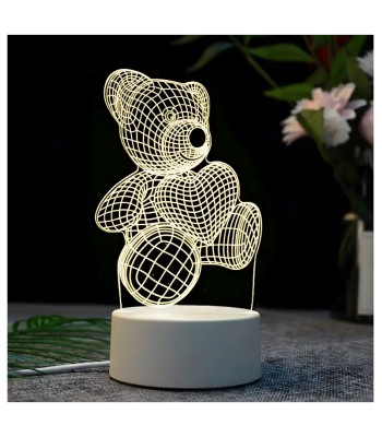 3D LED naktslampiņa – romantisks rotaļu lācītis ar sirdi