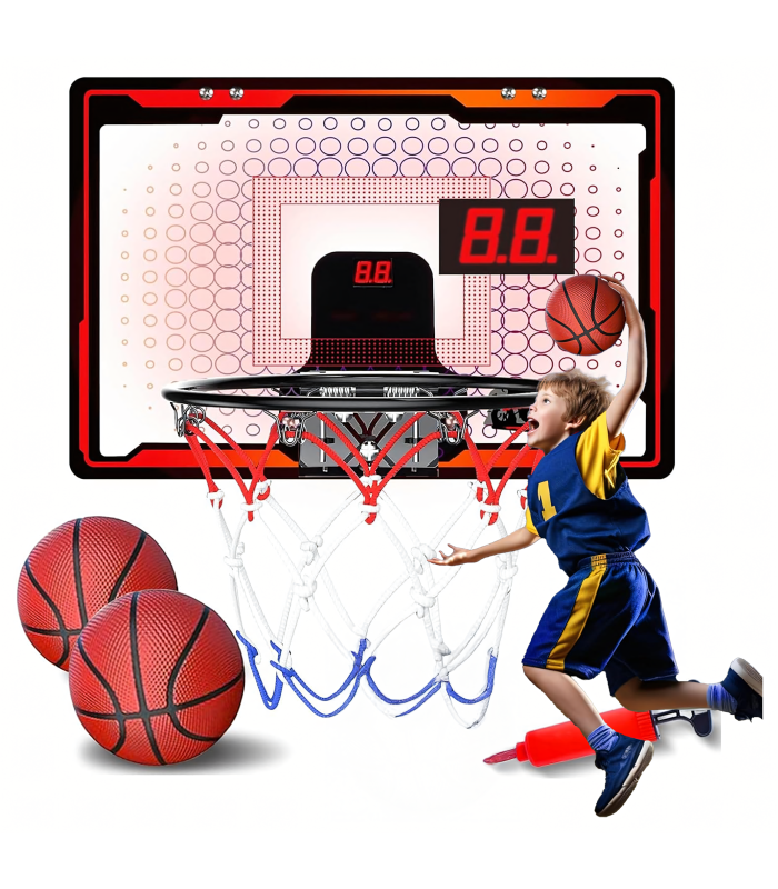 Bērnu piekarināms elektroniskais basketbola dēlis ar LCD ekrānu un rezultātu skaitītāju, 40x25 cm