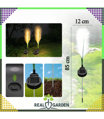 LED dārza apgaismojums ar saules bateriju - dekoratīva pampas zāle 85 cm, 2 gab.