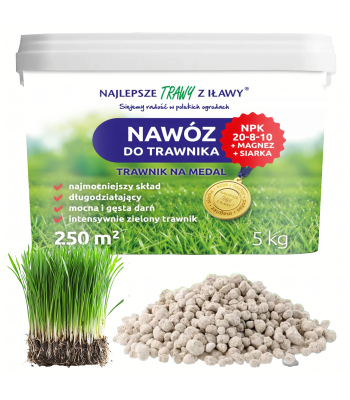 Universāls zāliena mēslojums ar slāpekli, fosforu, kāliju, magniju un sēru, Nawóz, 5 kg