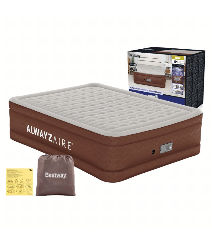 Bestway 69160 Divvietīgs piepūšamais matracis ar dubultu pumpi 203x152x51cm