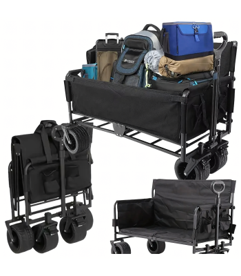 Salokāms transports - dārza ratiņi ar sēdekli un XL riteņiem, līdz 250 kg