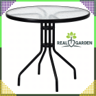 Stikla Galdiņš Kafijas Balkons Terase Patio Apaļš Melns 60 cm