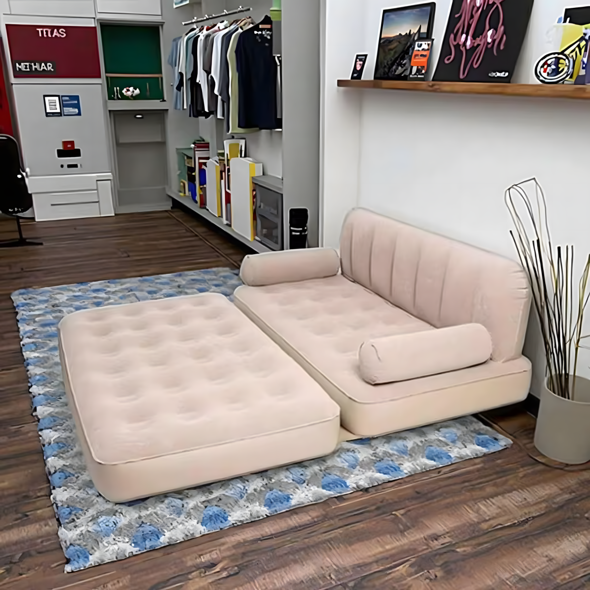 5in1 piepūšama divvietīga dīvāngulta, 180x147, krēmkrāsas