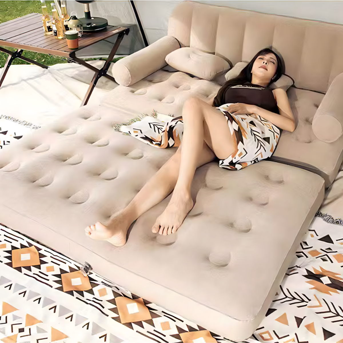 5in1 piepūšama divvietīga dīvāngulta, 180x147, krēmkrāsas