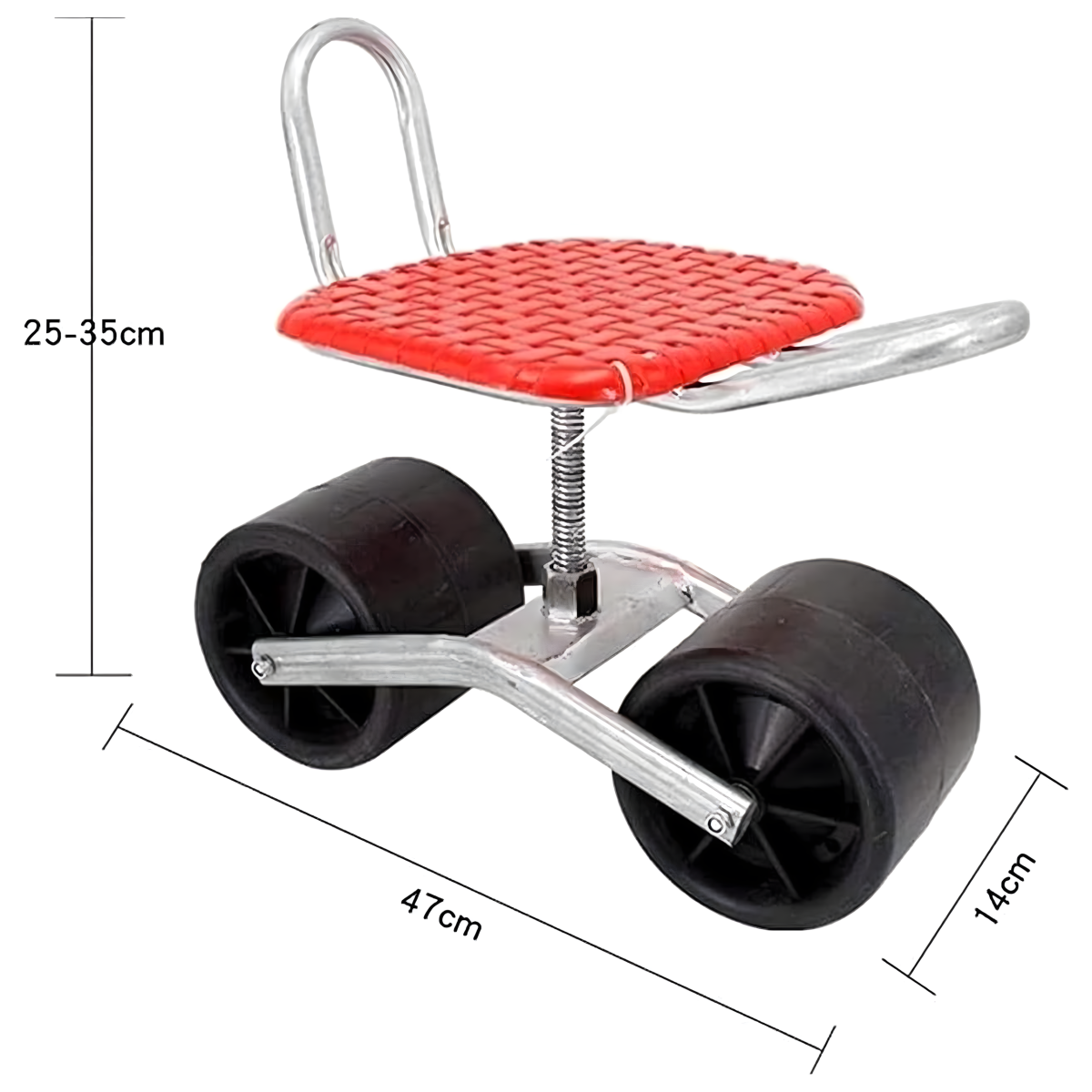 Regulējams dārza krēsls ar riteņiem, atzveltni un grozāmu sēdekli, REAL GARDEN 1213