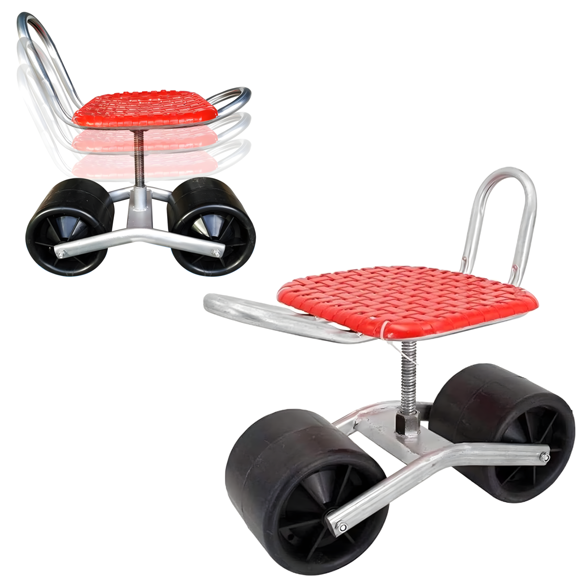 Regulējams dārza krēsls ar riteņiem, atzveltni un grozāmu sēdekli, REAL GARDEN 1213