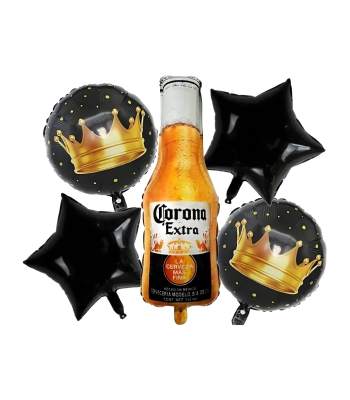 Dzimšanas dienas balonu komplekts ballītei – Corona alus pudele, 5 gab.